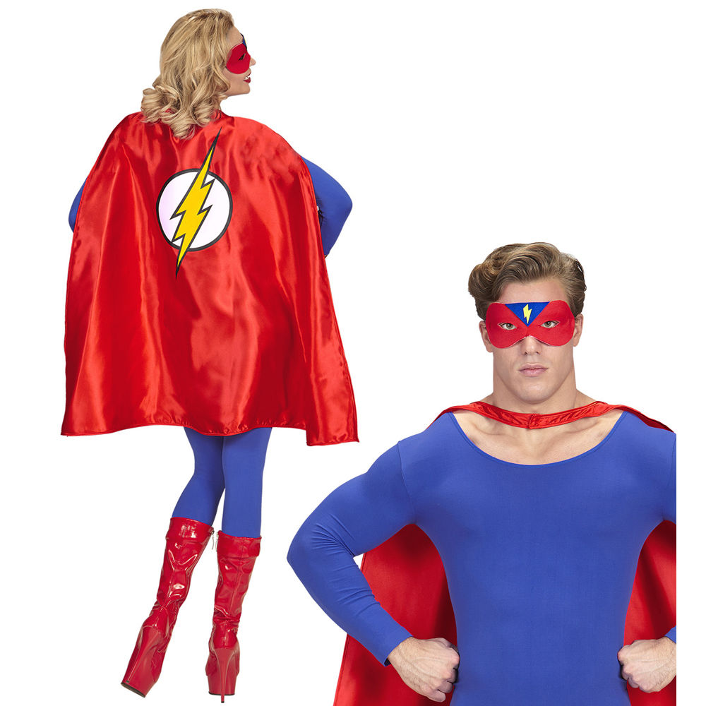 Unisex-Kostüm Superheld, Umhang und Augenmaske