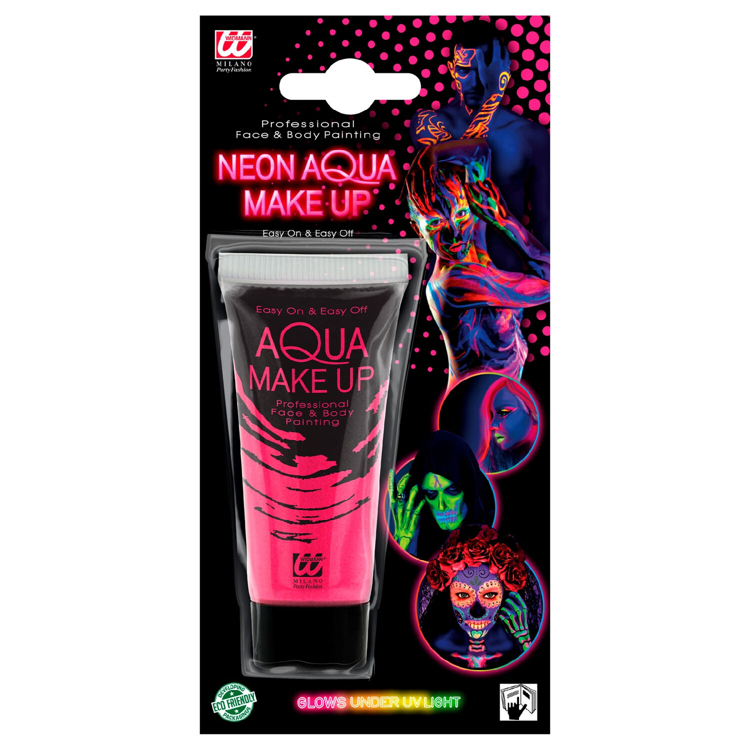NEU Profi-Aqua-Schminke Neon auf Wasserbasis, leuchtet unter UV-Licht, 30 ml, Pink Bild 2