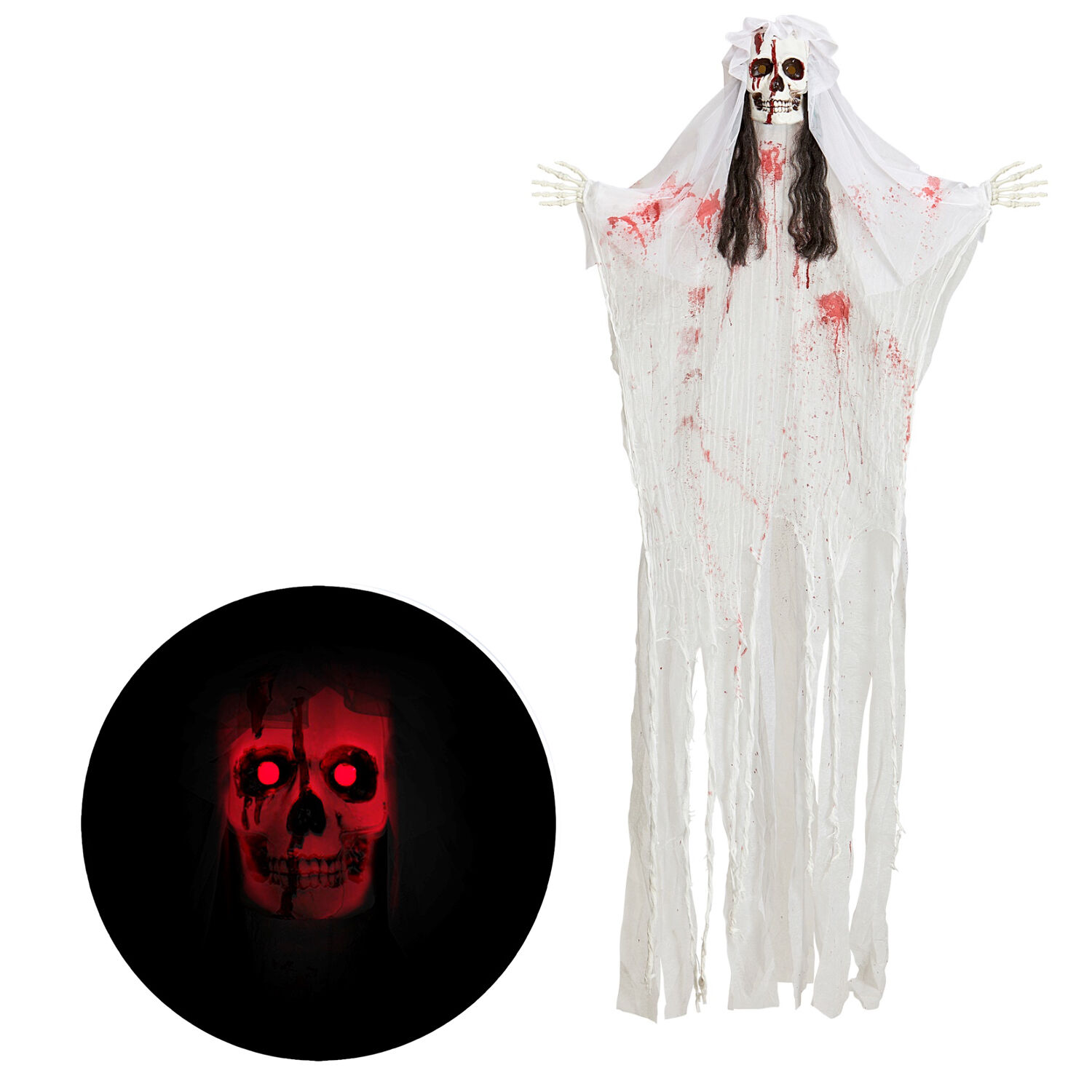 NEU Halloween-Deko-Figur SKELETT BRAUT, blinkend, Gre ca. 170 cm