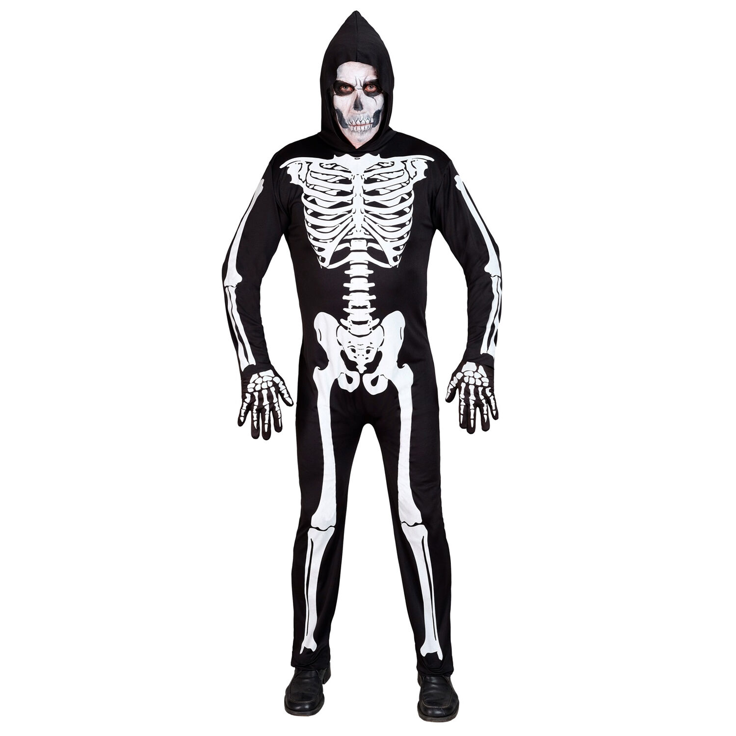 NEU Herren-Kostm Skelett, Overall mit Kapuze, schwarz, Gr. S Bild 2