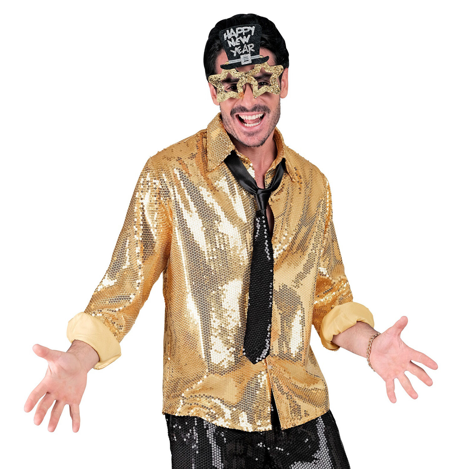NEU Herren-Kostm Pailletten-Hemd gold, Gr. S-M Bild 2