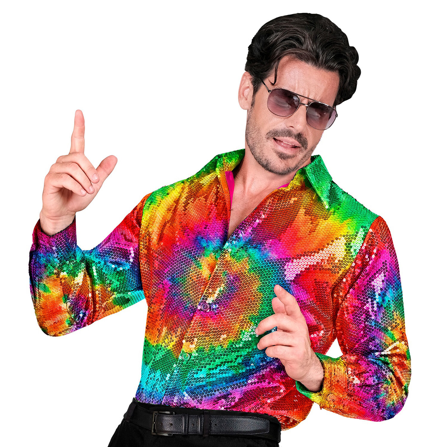 NEU Herren-Kostm Pailletten-Hemd Batik-Style, Gr. S-M