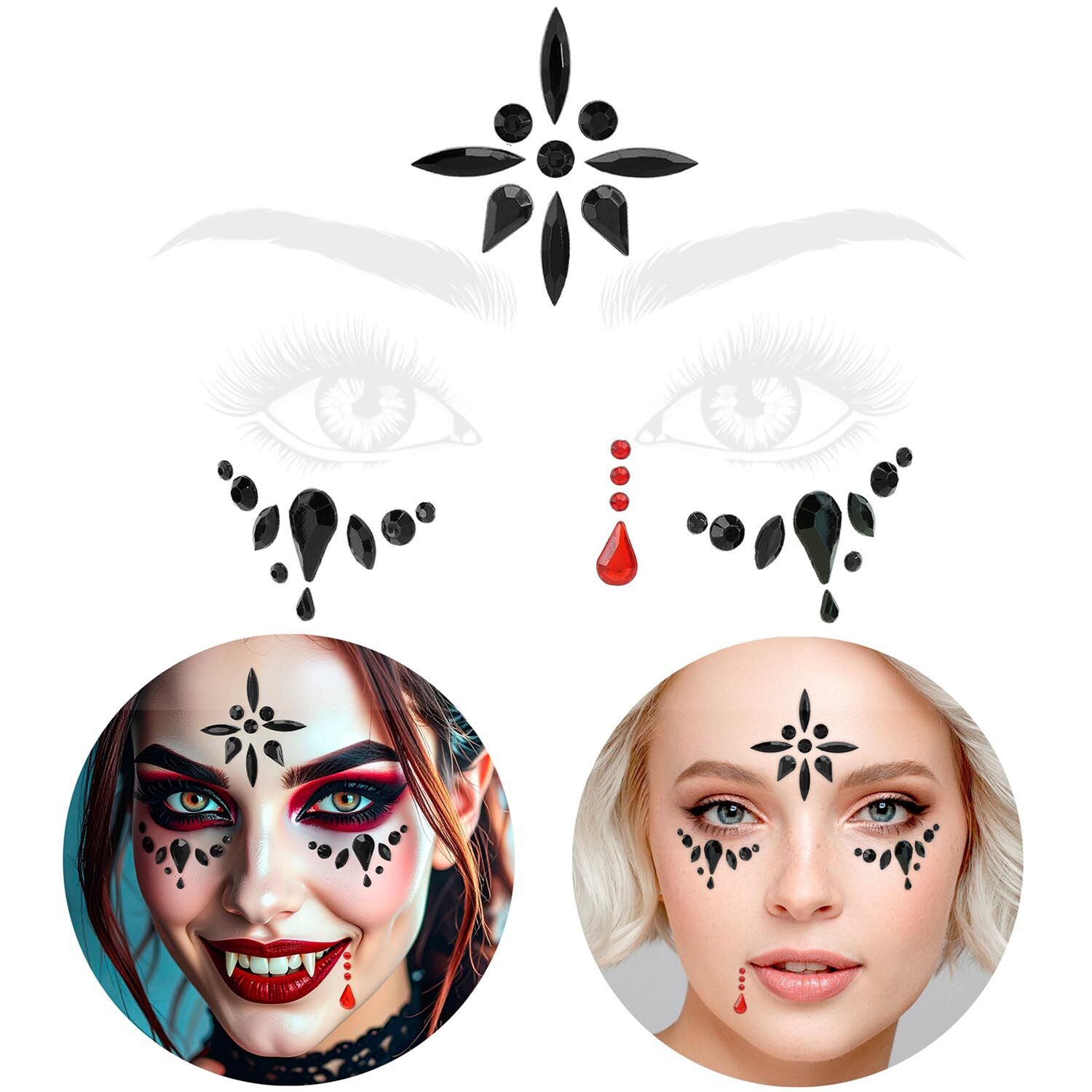 Glitzersteine f�rs Gesicht, Vampirin Bild 4