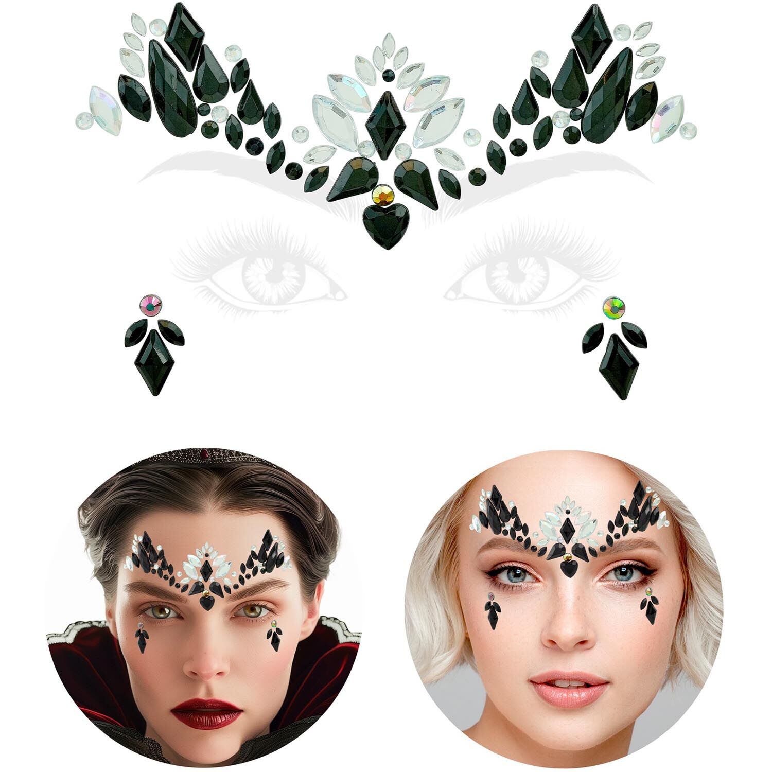 Glitzersteine f�rs Gesicht, dunkle K�nigin Bild 4
