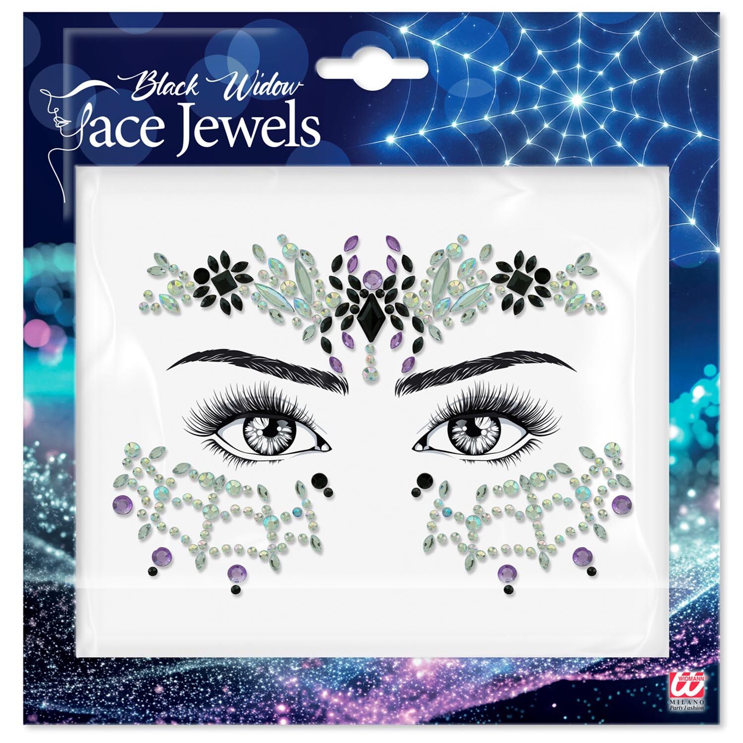 Glitzersteine f�rs Gesicht, schwarze Witwe