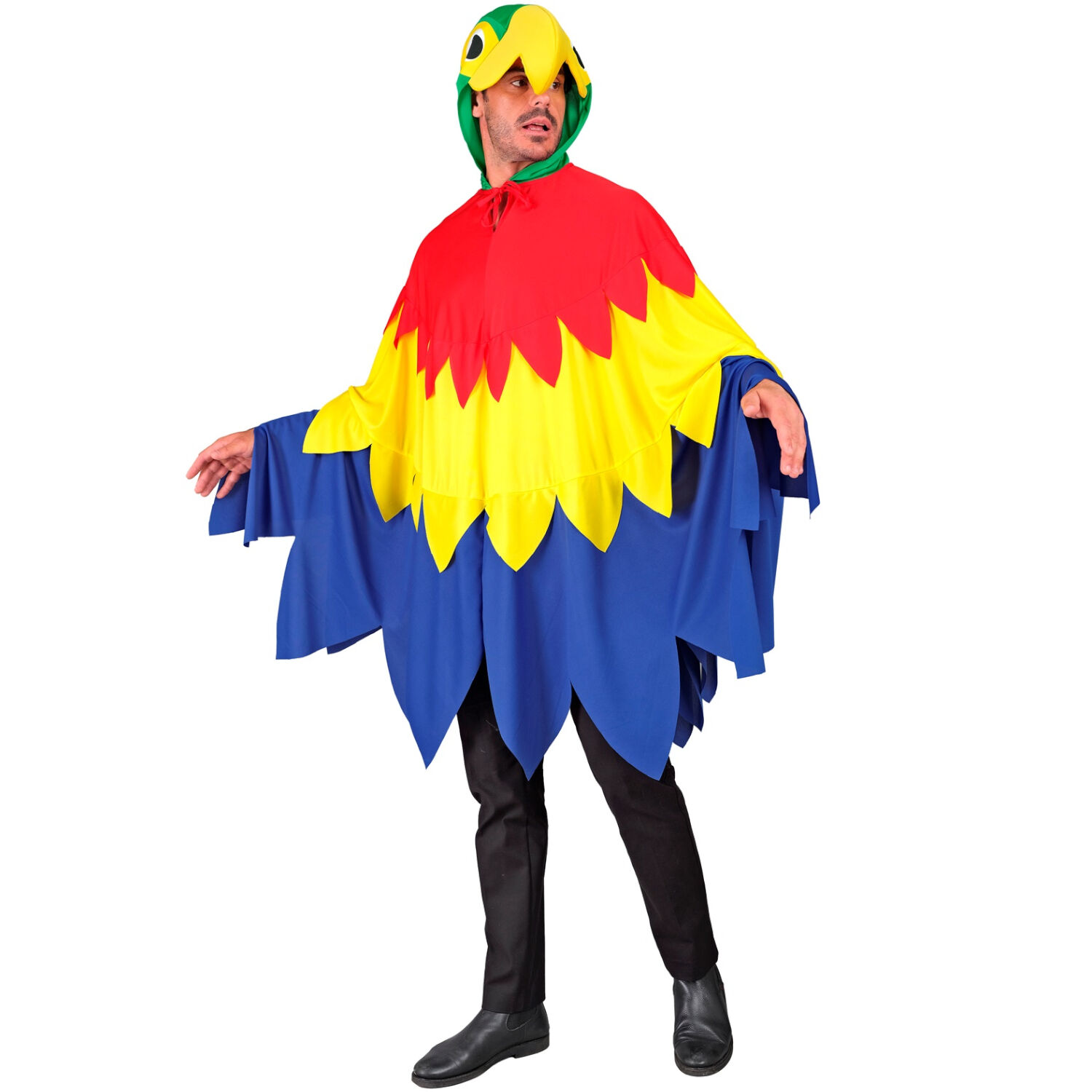 Unisex-Kost�m Papagei, �berwurf mit Kapuze, Einheitsgr��e Bild 2