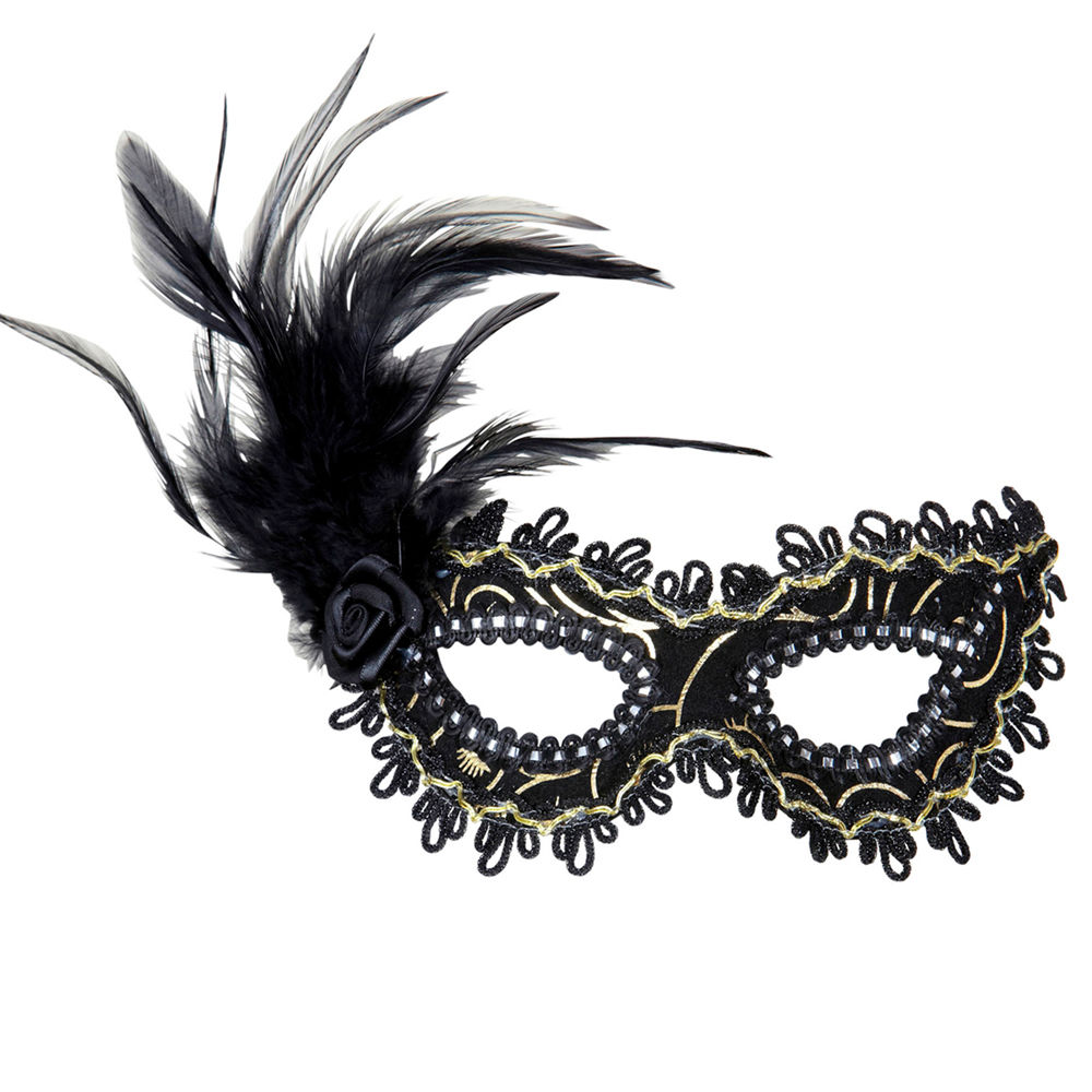Augenmaske Maskenball mit Federn Karneval Maske Venedig 