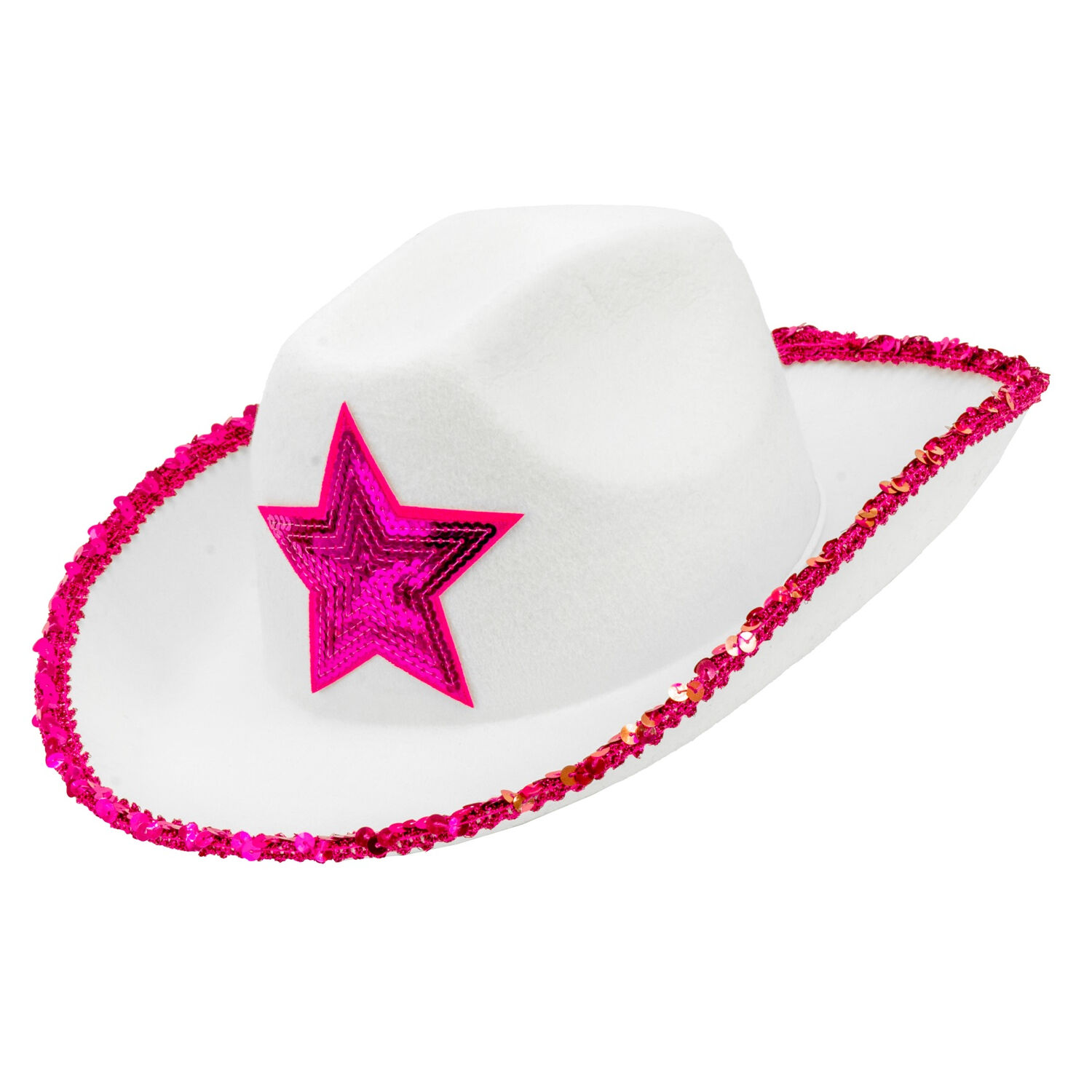 NEU Hut Cowgirl, wei mit pinkem Stern aus Pailletten