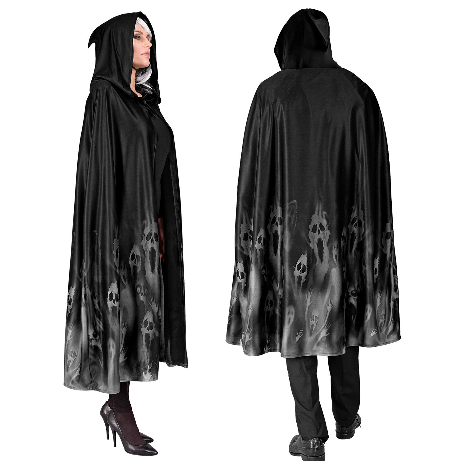 NEU Umhang Halloween Geister, mit Kapuze, schwarz, 120cm Bild 2