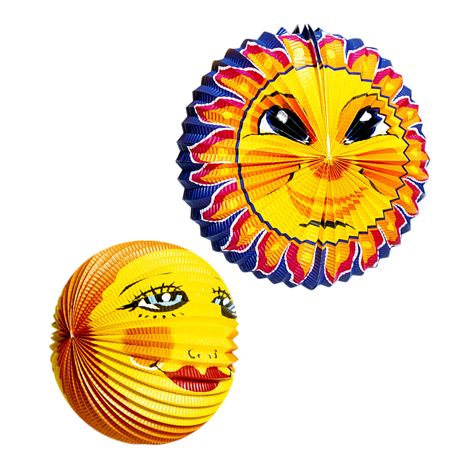 NEU Papier-Lampion-Set Sonne, 2 Lampions mit 25-30cm Durchmesser