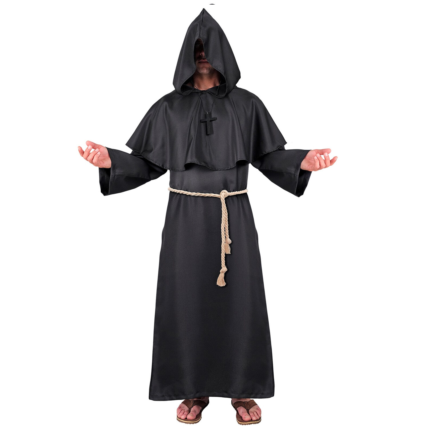 NEU Herren-Kostm Dunkler Mnch, inkl. Robe, Kapuze, Grtel und Kette, Gr. S-M