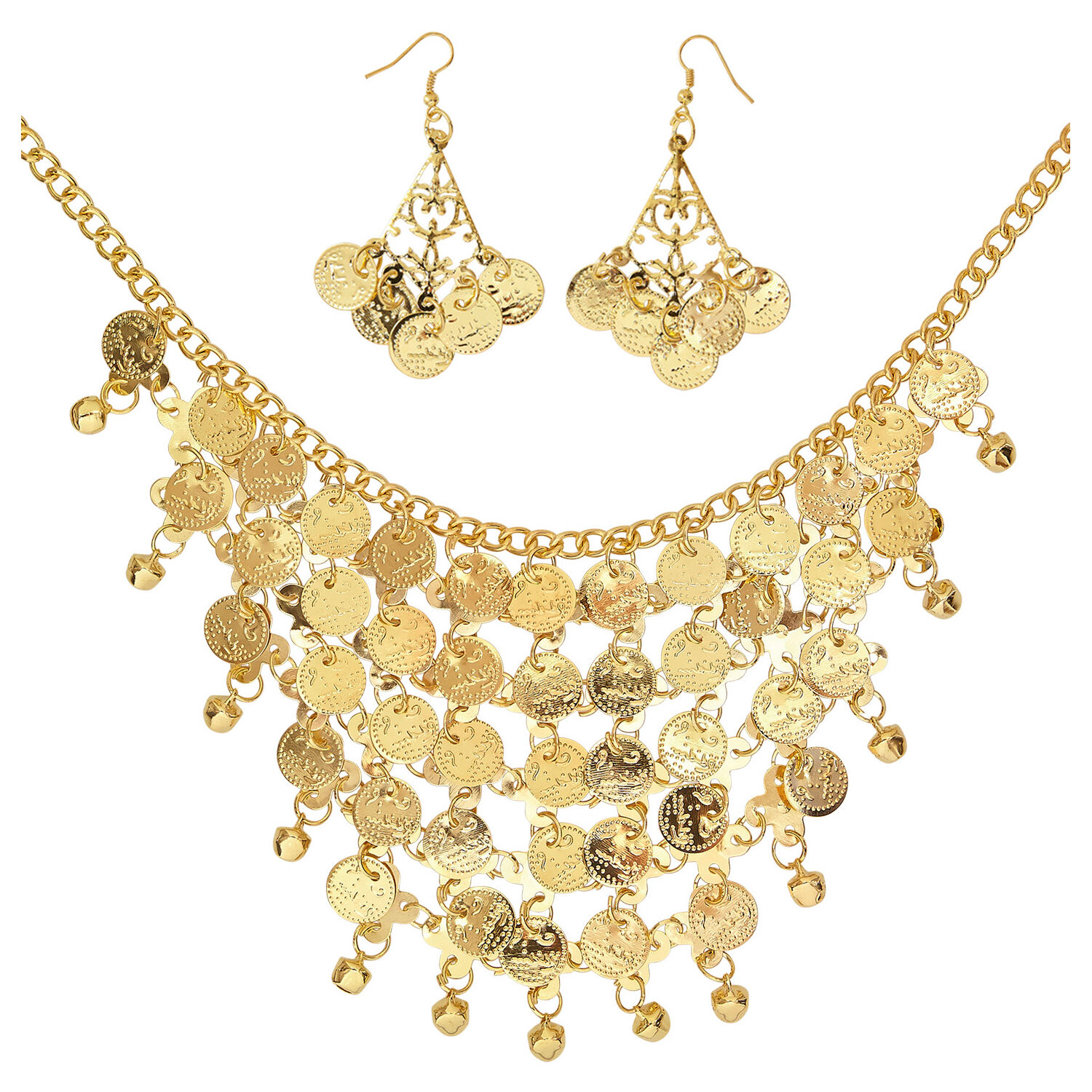 Orient-Set, Ohhringe und Kette mit Goldmnzen