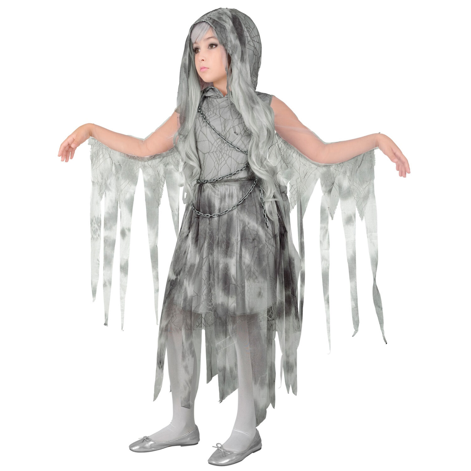 NEU Kinder-Kostm Ketten-Geist, Kleid mit Kapuze, inkl. Kette, Gr. 128 Bild 2