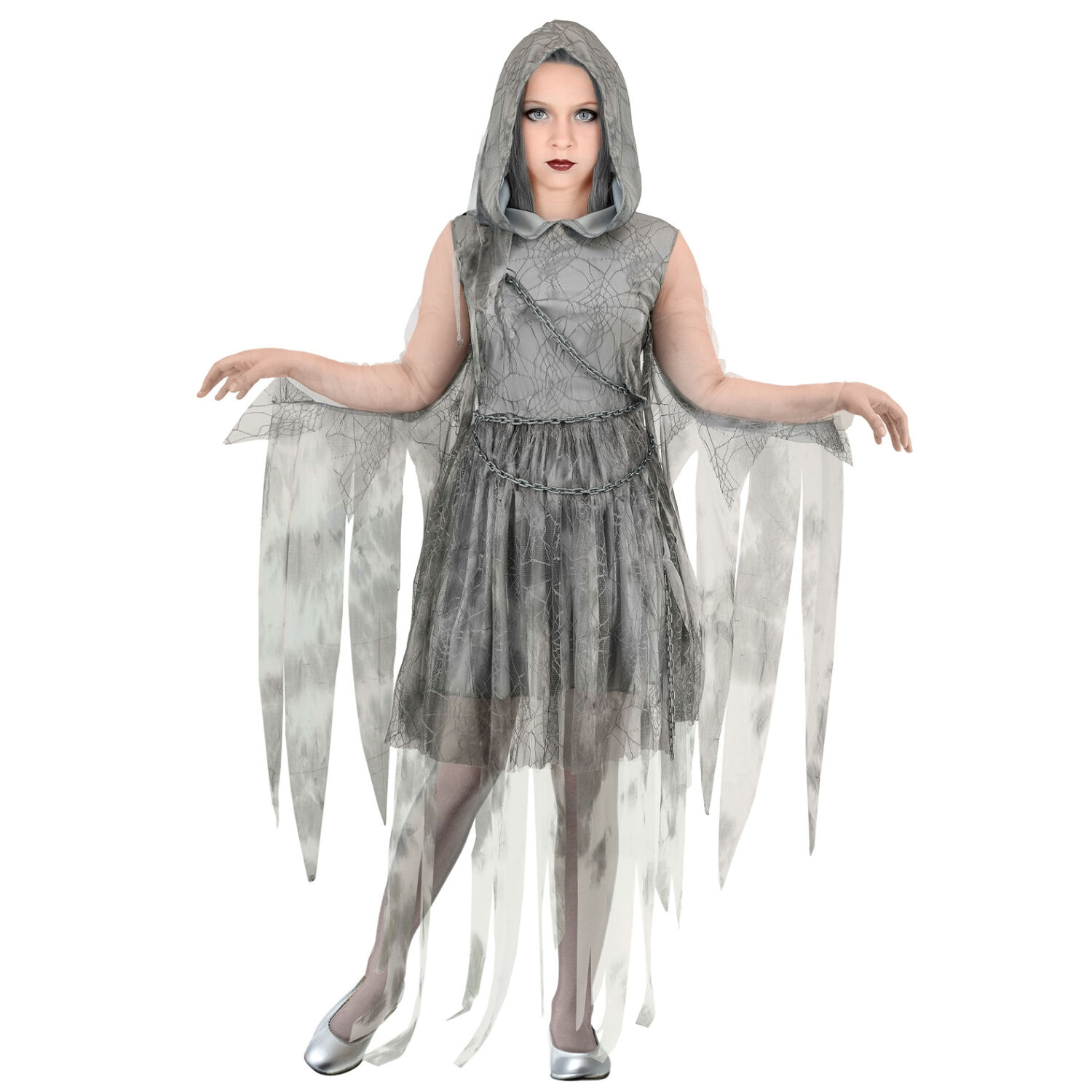 NEU Kinder-Kostm Ketten-Geist, Kleid mit Kapuze, inkl. Kette, Gr. 128 Bild 4