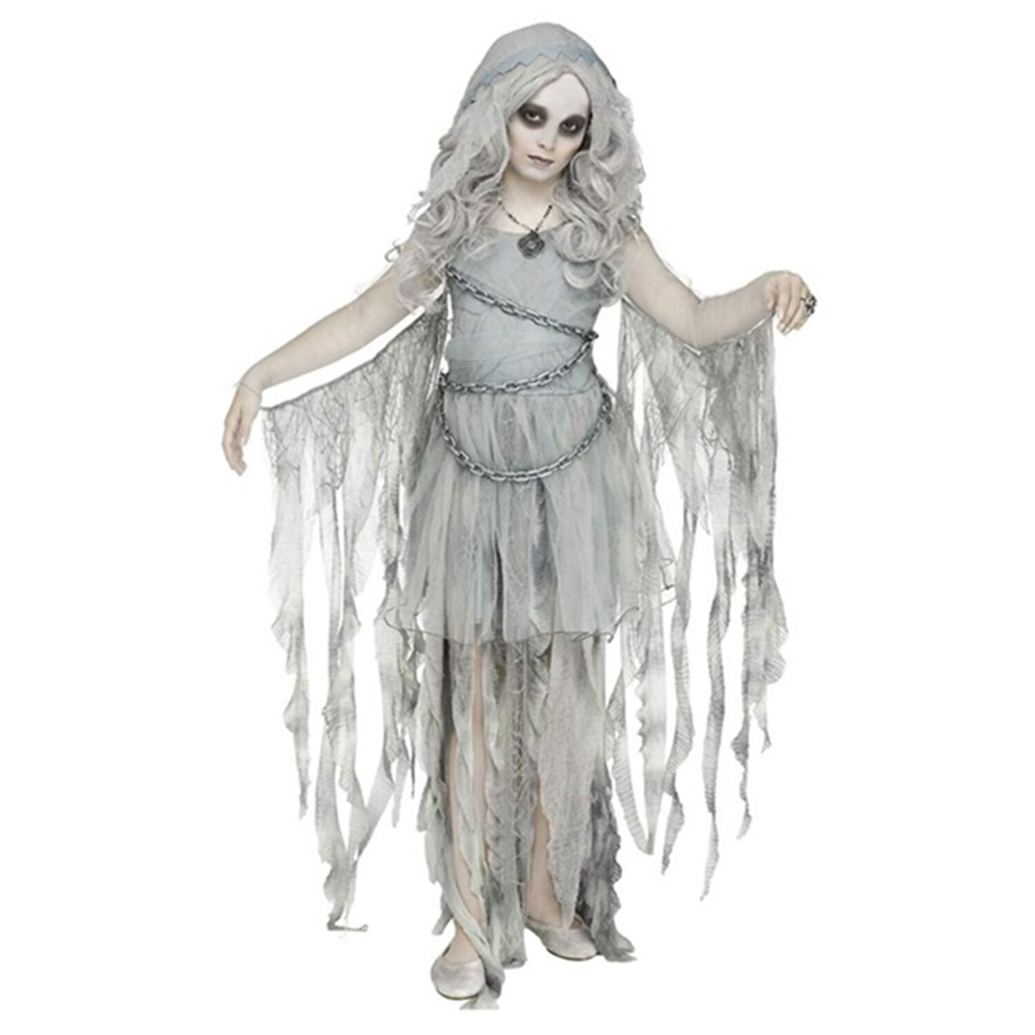 NEU Kinder-Kostm Ketten-Geist, Kleid mit Kapuze, inkl. Kette, Gr. 128