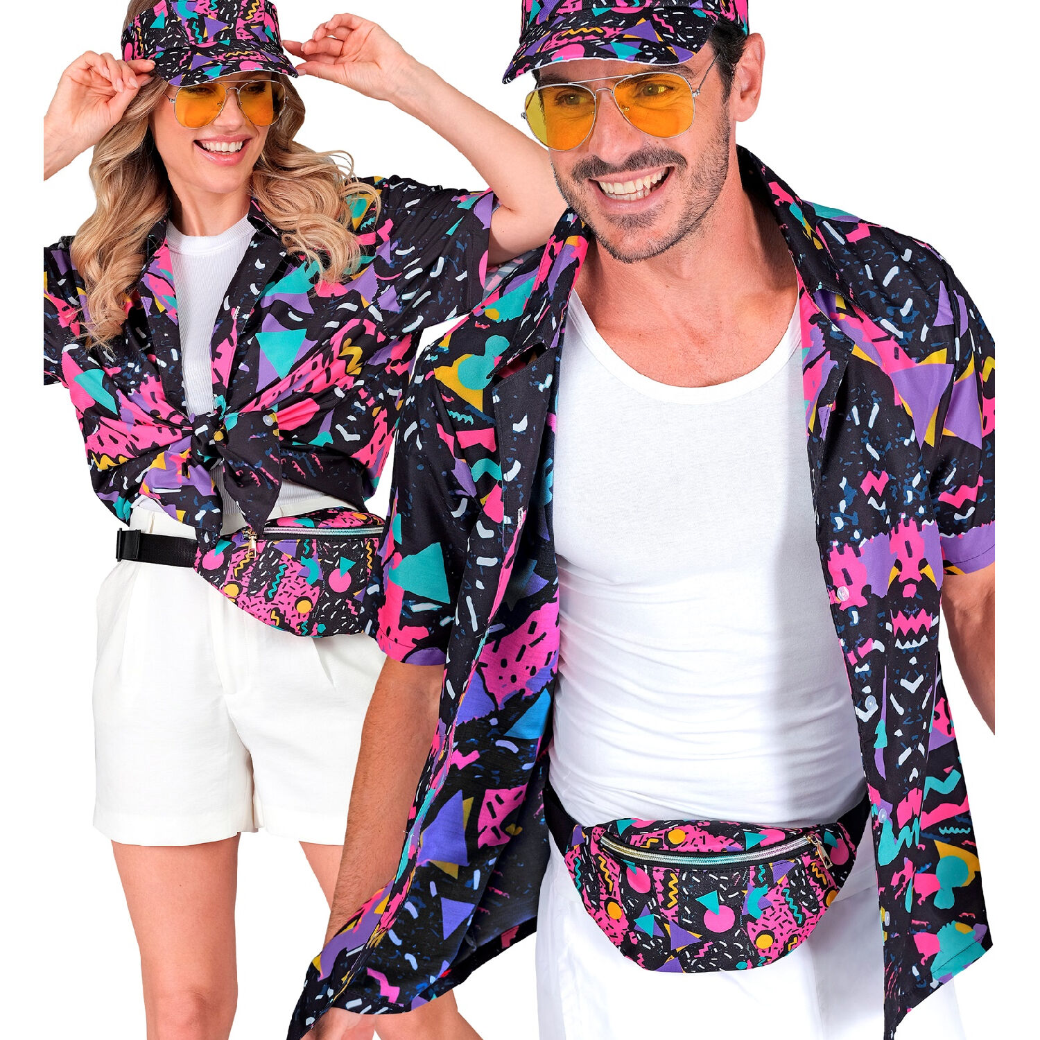 NEU Herren-Kostm Hemd 80s Funky Fashion, schwarz, Gre S-M Bild 3
