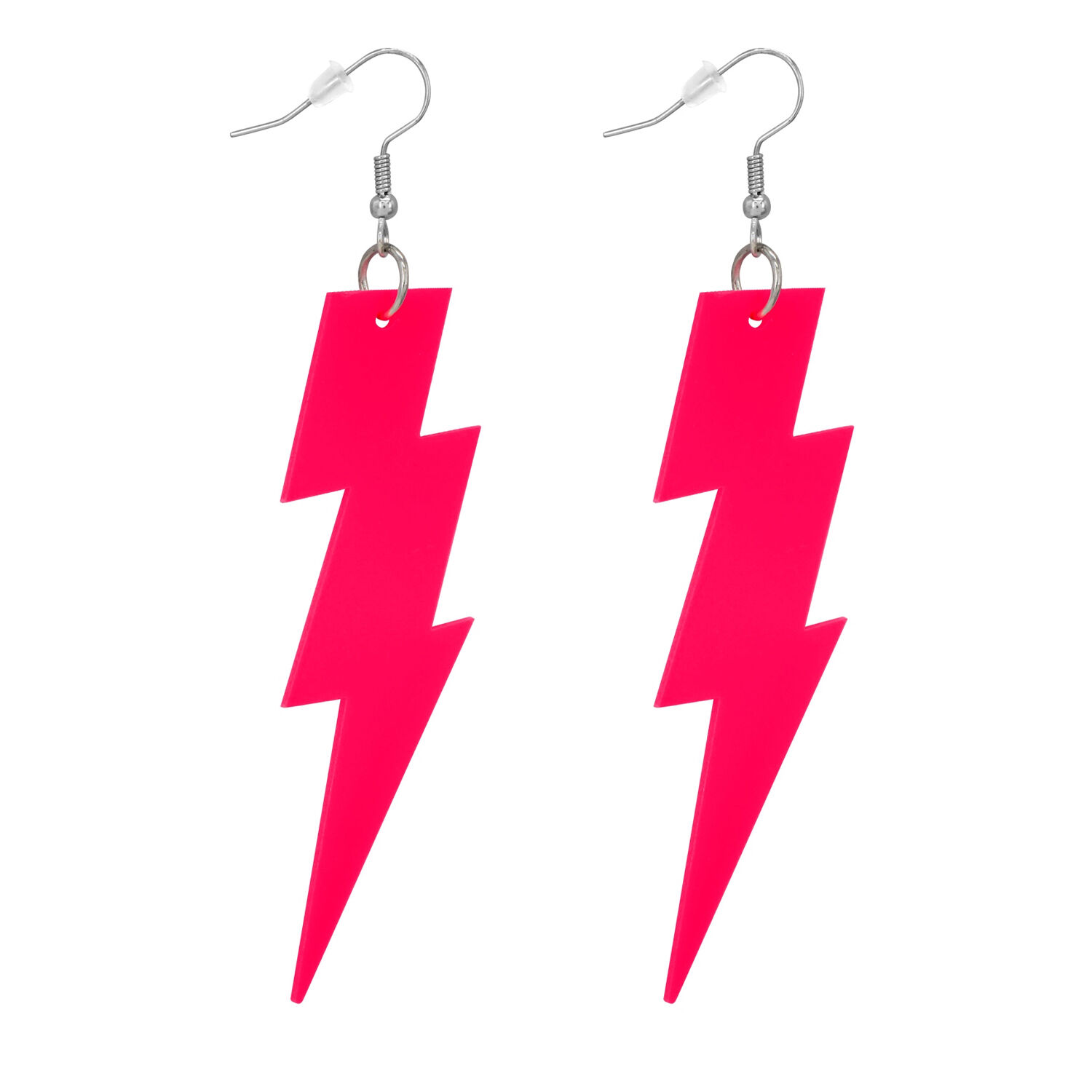NEU Ohrringe 80s Blitze, neonpink