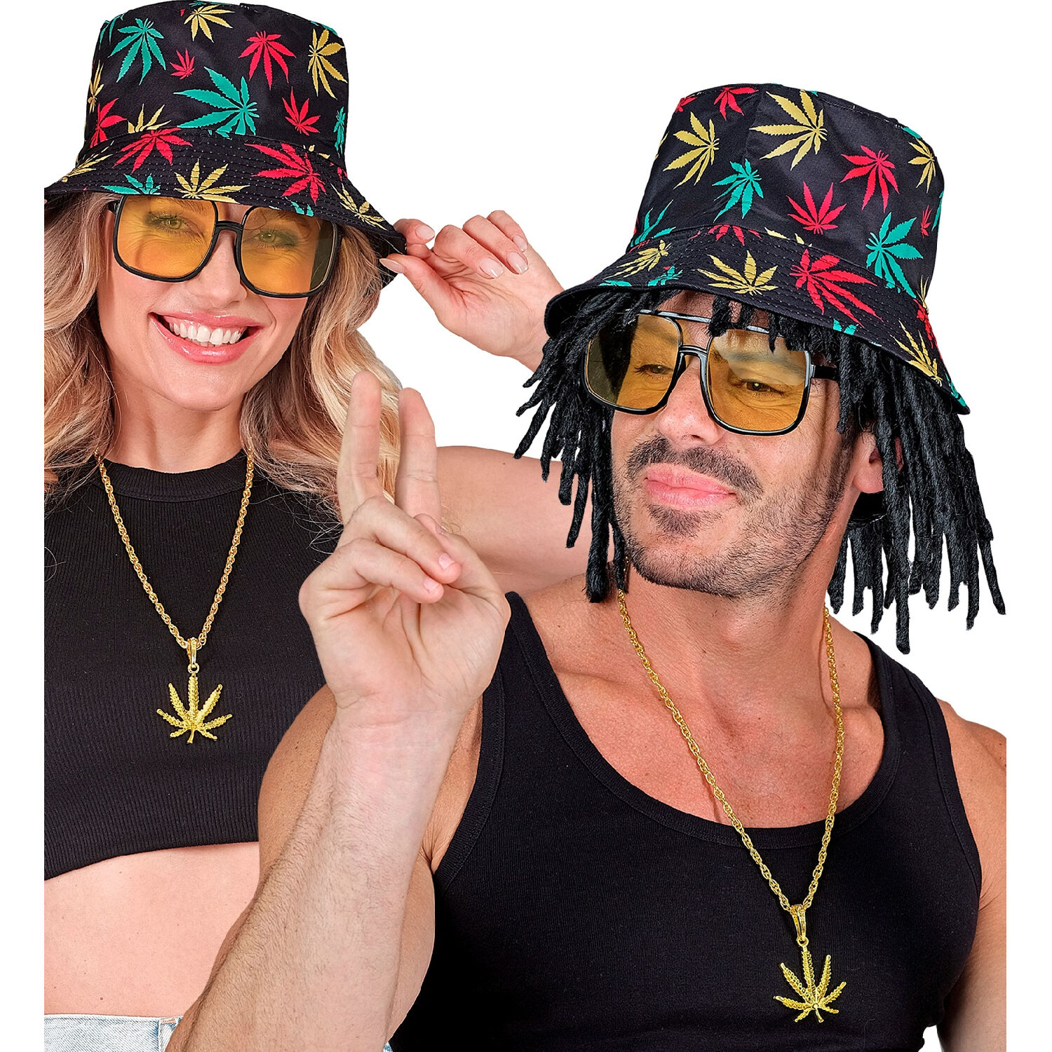 NEU Accessoire-Set 90s Hip Hop / Rastafari Fashion, Hut, Hanf-Kette und Sonnenbrille Bild 3