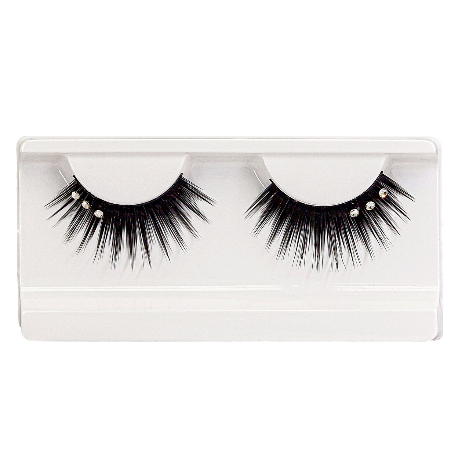 NEU Knstliche Wimpern, 1 Paar mit Wimpernkleber, Schwarz mit Kristall-Strass