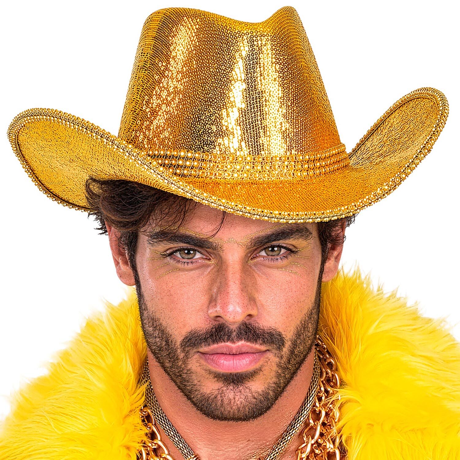 Cowboyhut mit Pailletten, gold