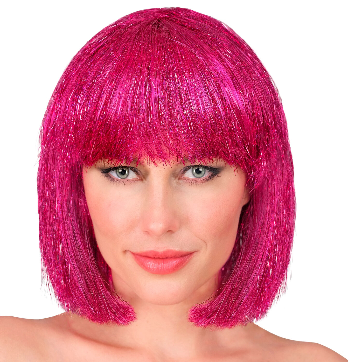 NEU Damen-Percke Glitzer-Bob, pink