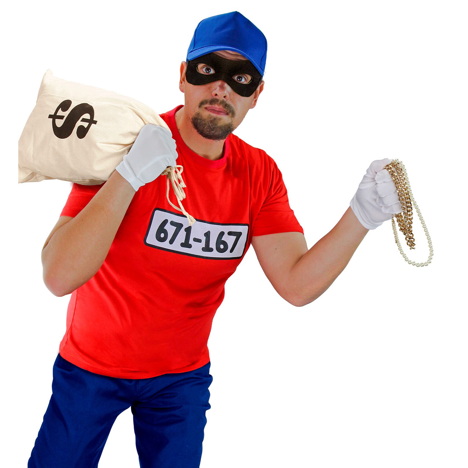 NEU Kostm-Set Diebesbande, mit Shirt, Handschuhen, Mtze und Augenmaske, Gr. M-L Bild 3