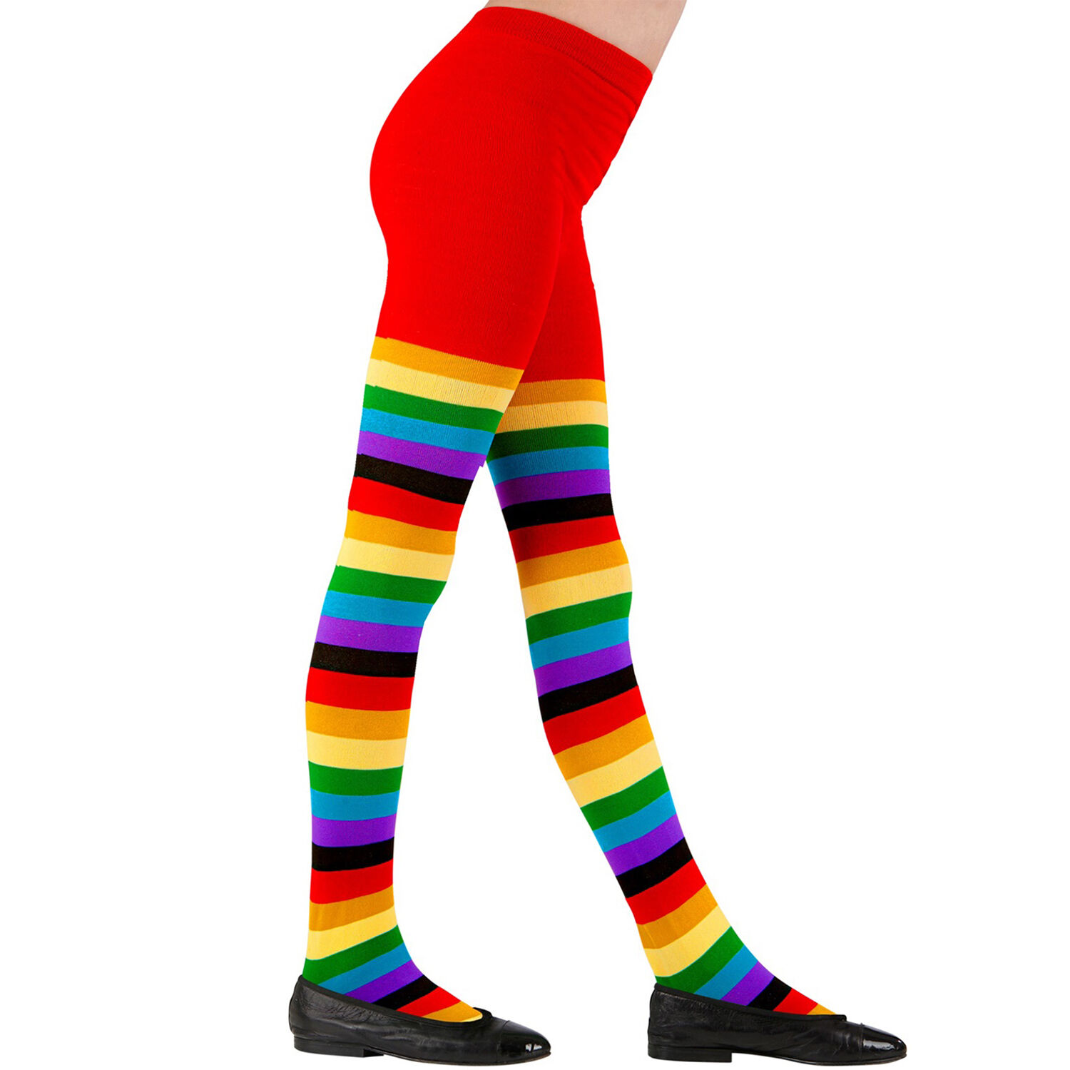 NEU Kinderstrumpfhose Regenbogen Bunt für Clown & Co., 75 DEN, Größe Alter 4-6 Jahre