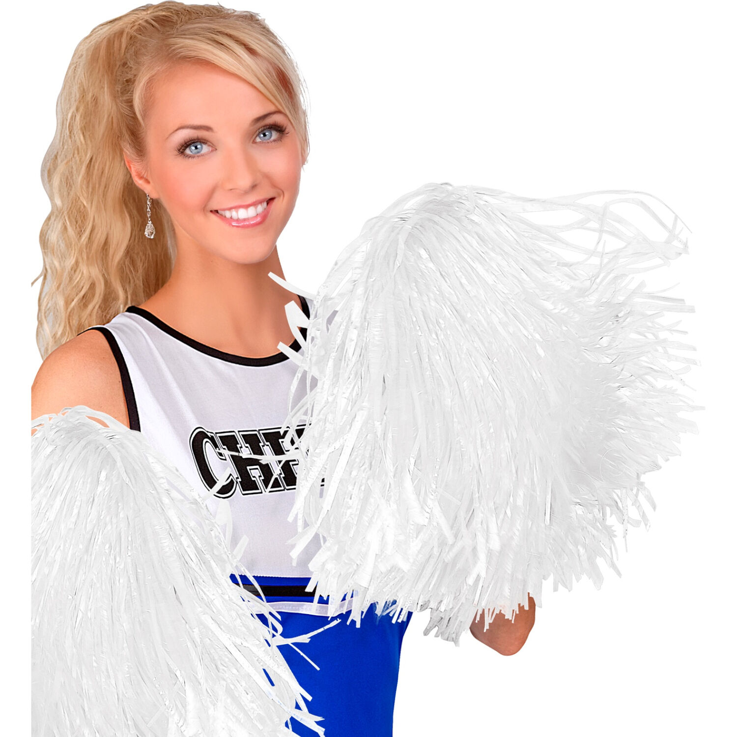 Pompon / Pom Pom mit Griff, 1 Stck, Wei Bild 2