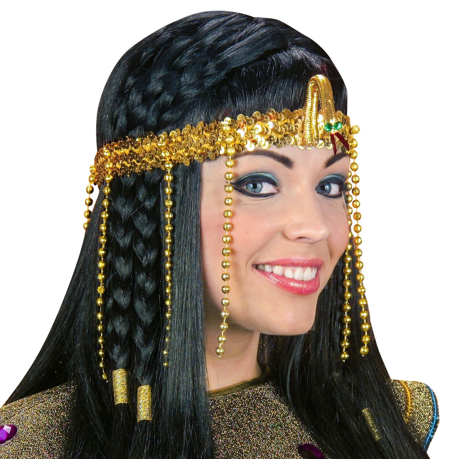 NEU �gyptisches Stirnband mit Pailletten und Perlen, gold