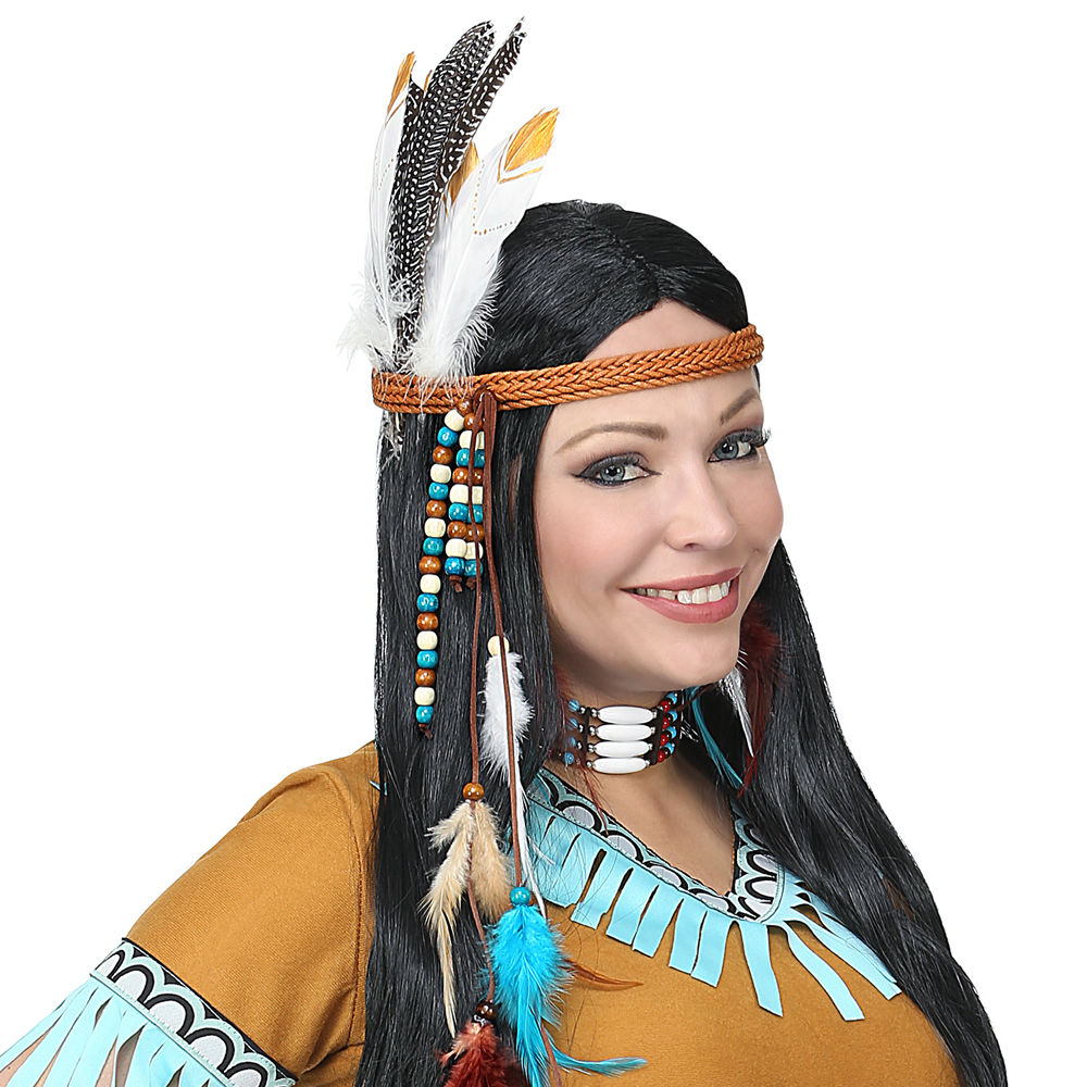 WIL Kostüm Zubehör Kette Indianer Indianerin mit Federn Karneval 