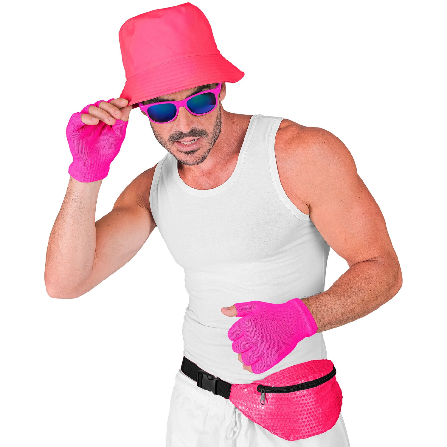 NEU Bauchtasche / Grteltasche mit Pailletten, Neon-Pink Bild 3