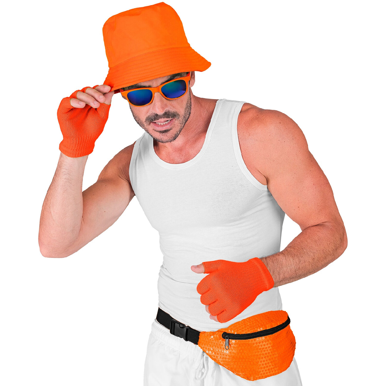 NEU Bauchtasche / Grteltasche mit Pailletten, Neon-Orange Bild 3