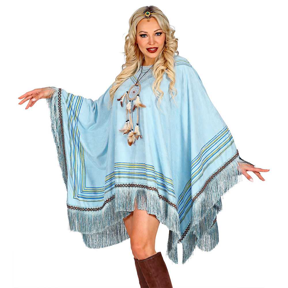 Poncho Hippie Deluxe, hellblau