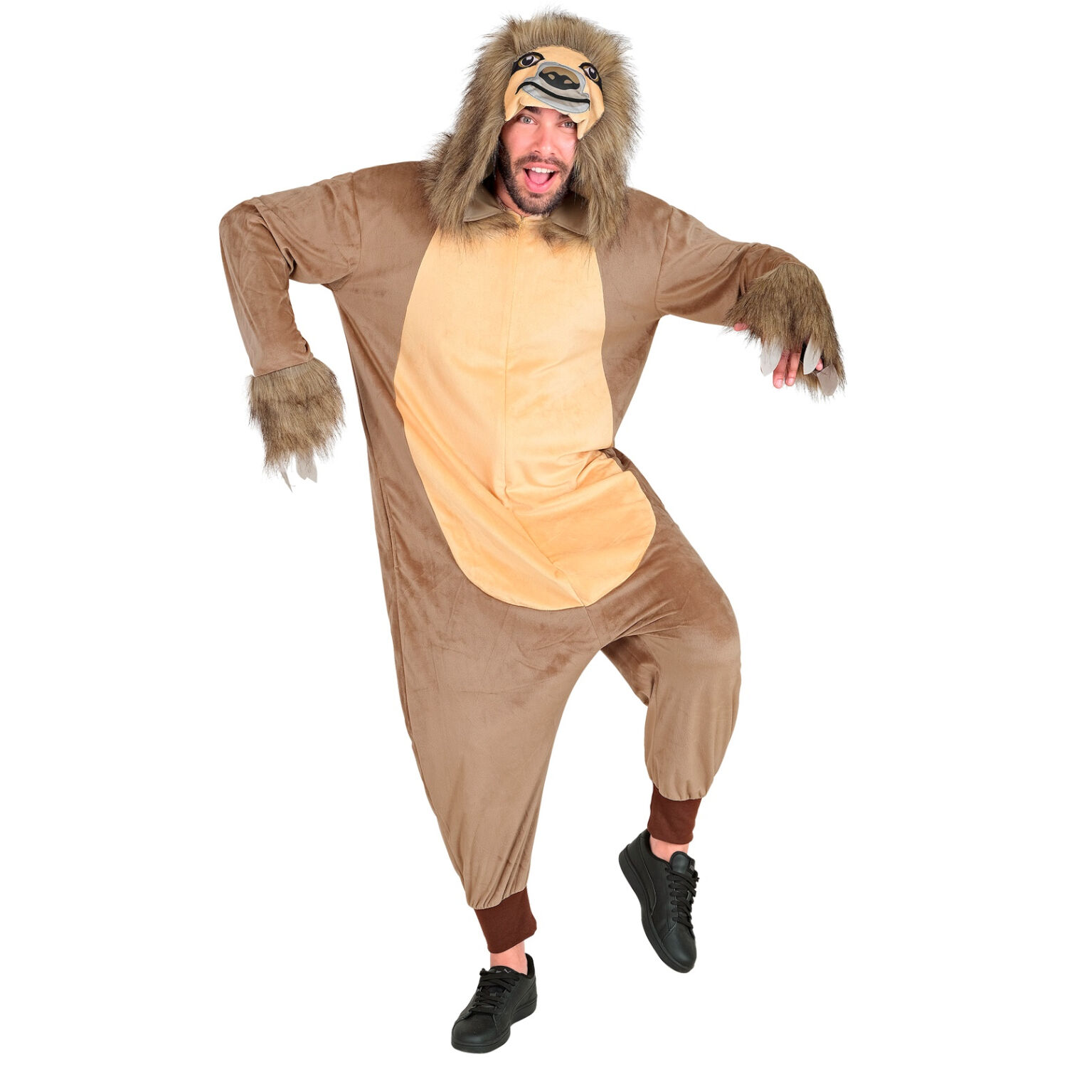 NEU Damen- und Herren-Kost�m Pl�sch-Overall Faultier, mit Kapuze, Gr. S-M