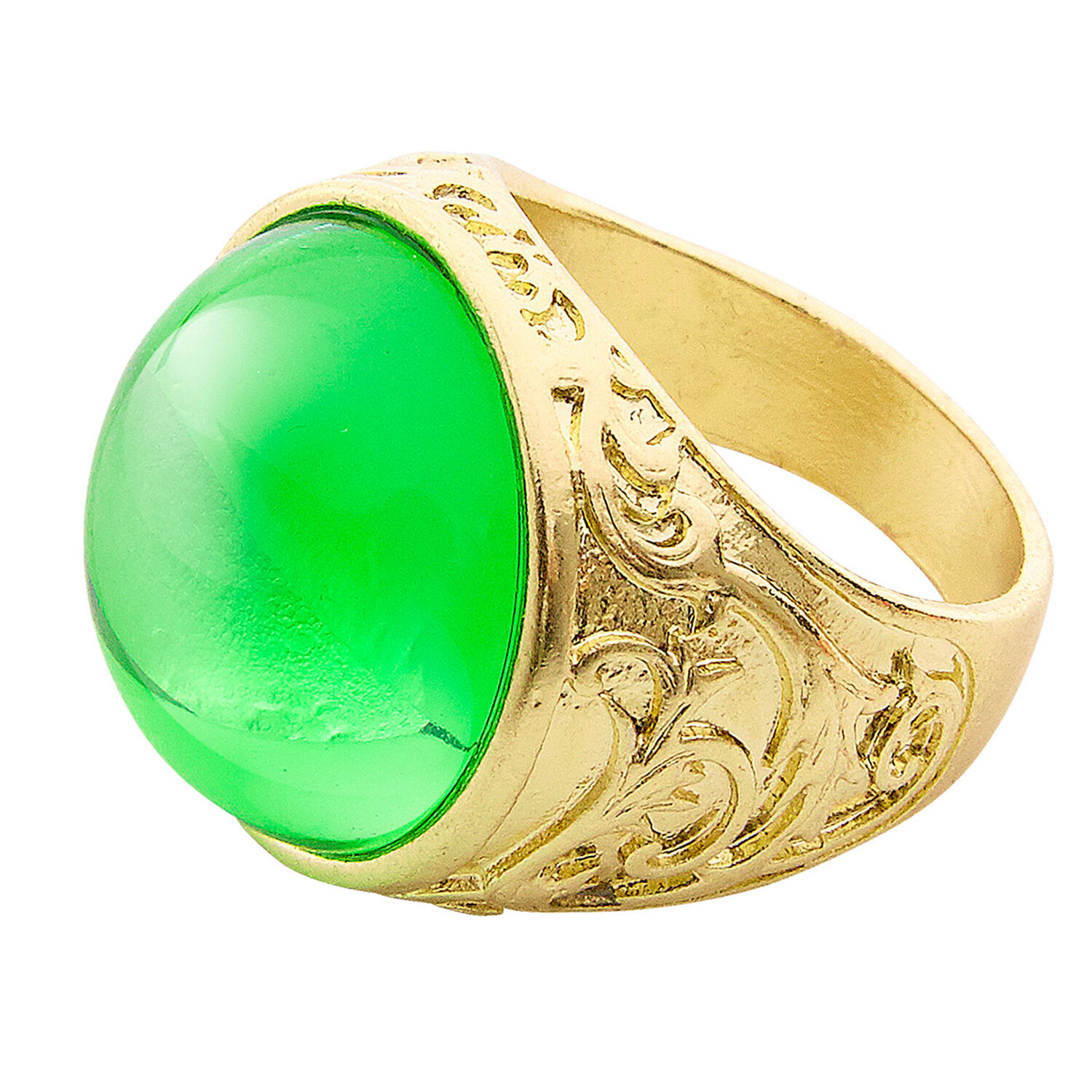 NEU Schöner goldener Ring mit grünem Stein für Pirat, Mittelalter & Co., Einheitsgröße