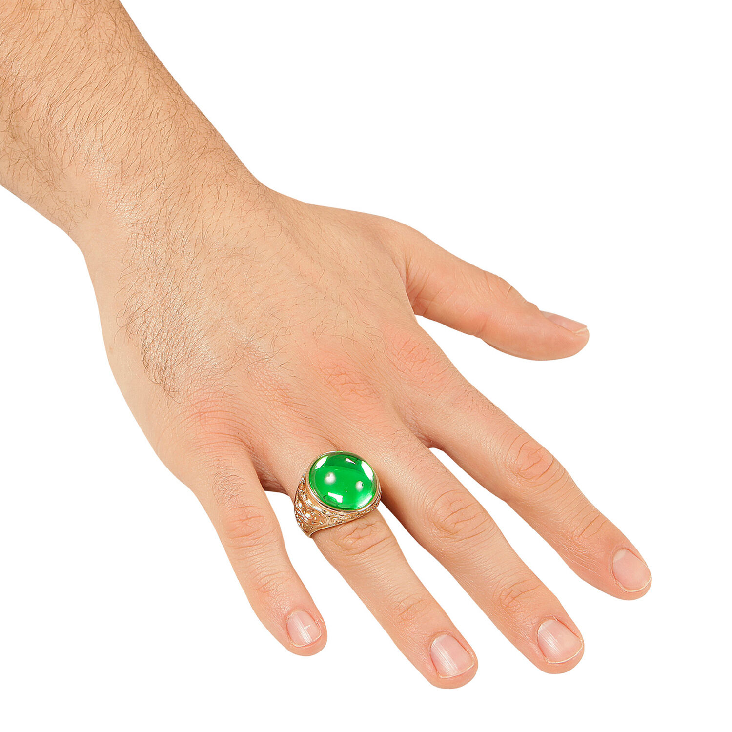 NEU Schöner goldener Ring mit grünem Stein für Pirat, Mittelalter & Co., Einheitsgröße Bild 2