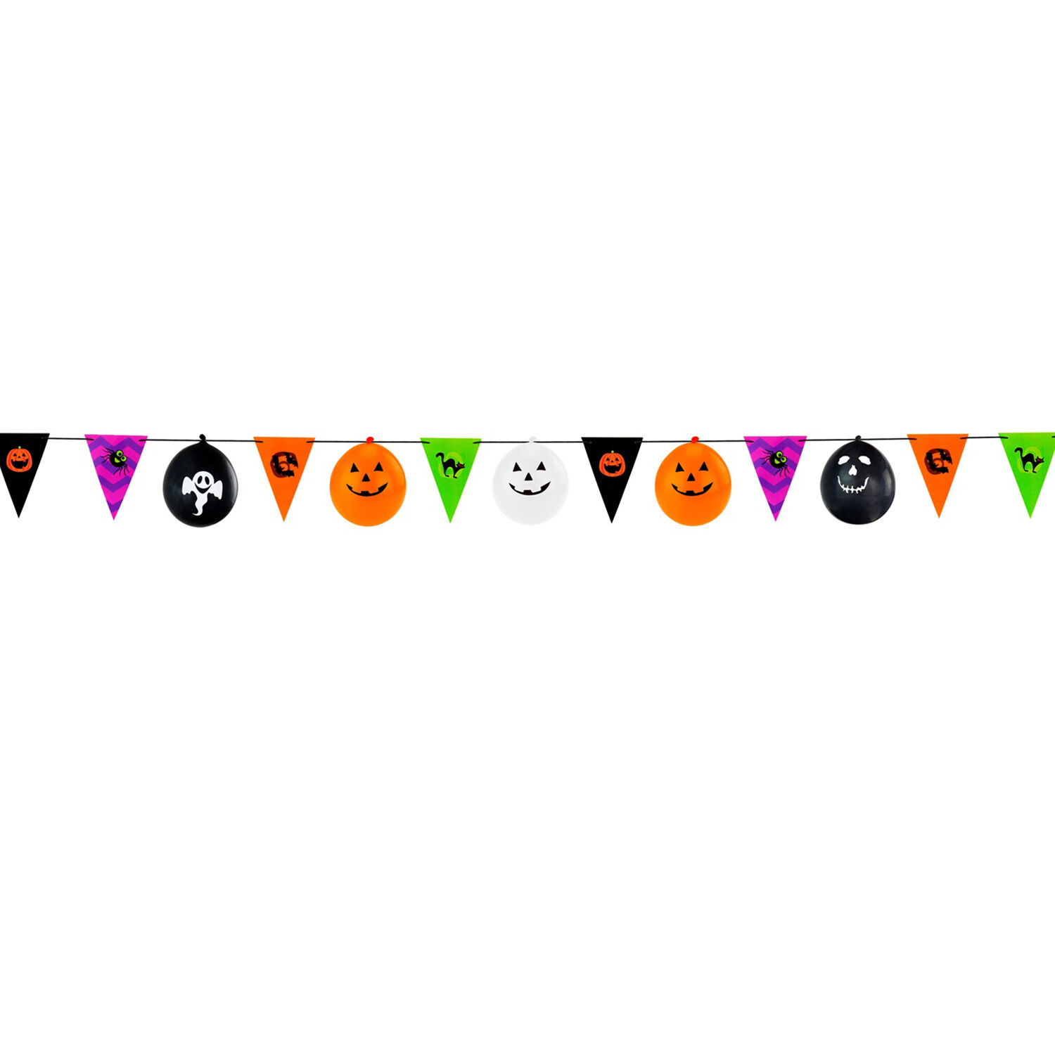 NEU Halloween Girlande mit 8 Wimpeln 18x26 cm, Gesamtlänge 360cm und 5 Ballons