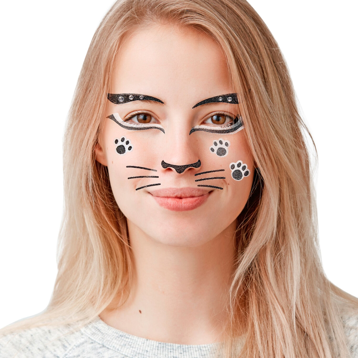 NEU Gesichts-Tattoos / Aufkleber Katze, glitzernd, selbstklebend Bild 2