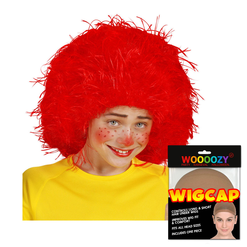 Percke Kinder Junge Mdchen Clown Strubbelkopf, rot - mit Haarnetz