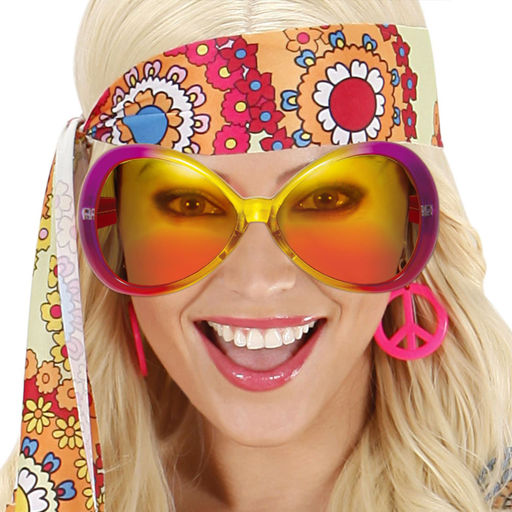 Brille Hippie pink-gelb