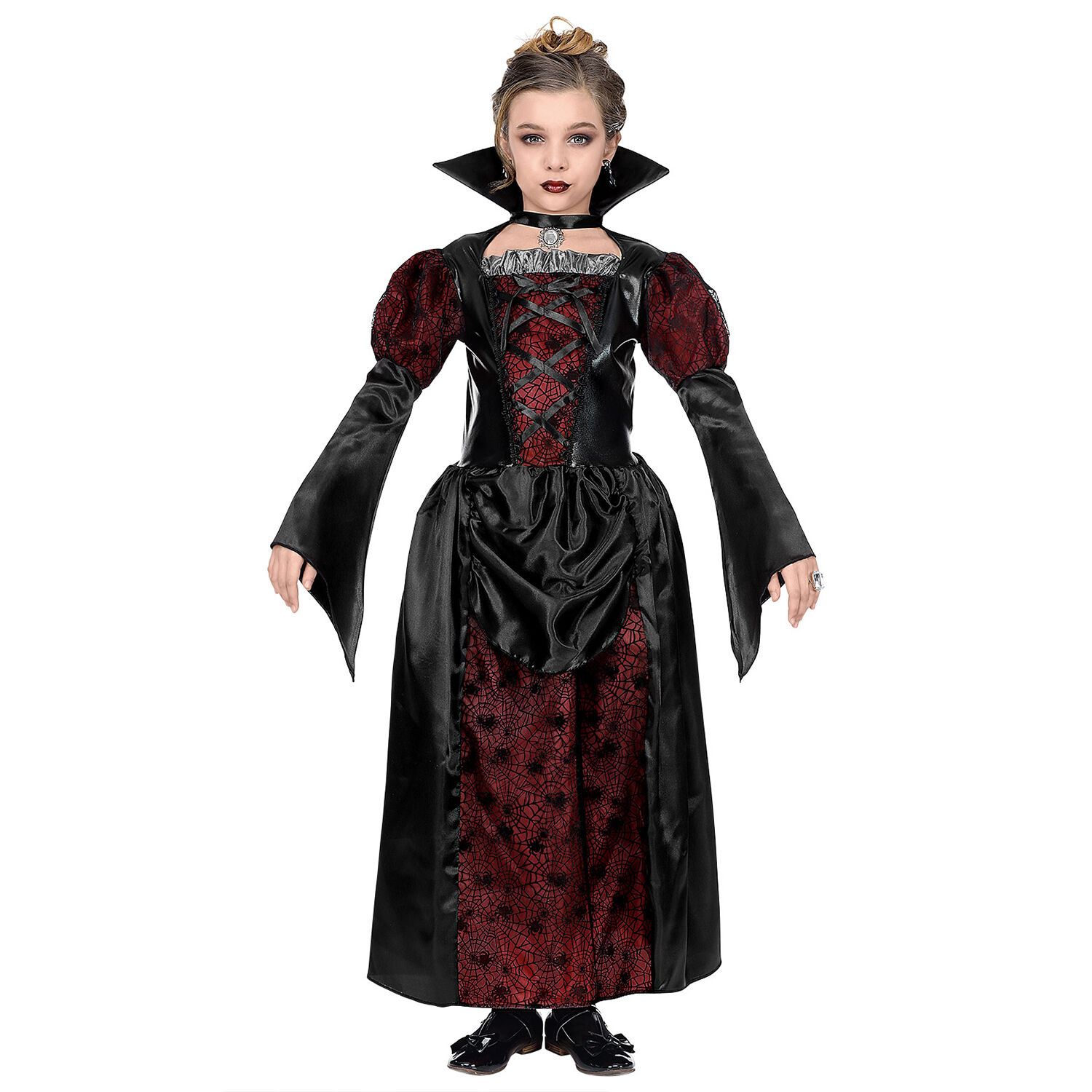 NEU Halloween-Kinderkostüm Vampirin, Schwarz-Bordeaux, Größe 116cm, Alter 4-5 Jahre