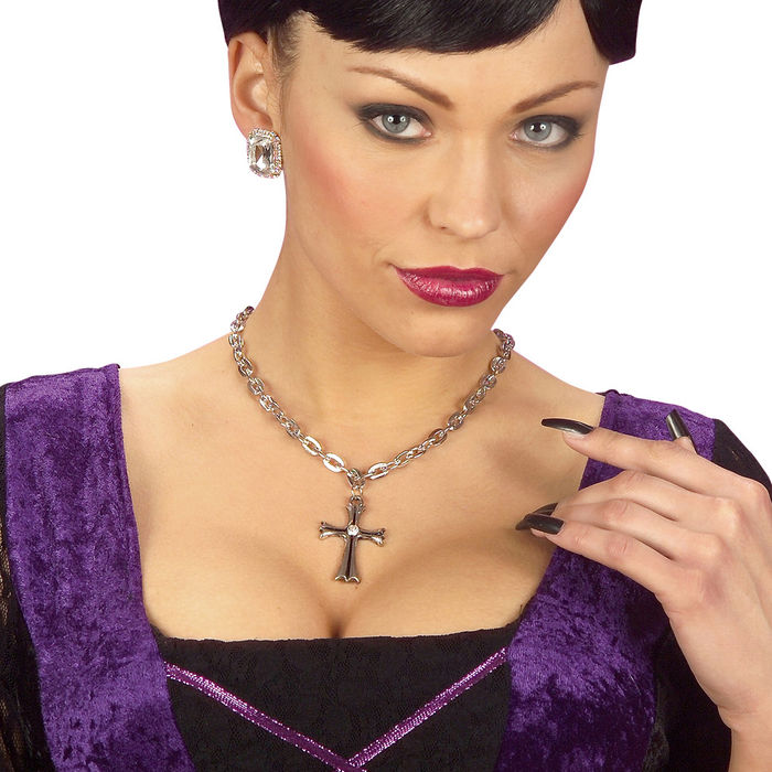 SALE Kette Gothic Kreuz, silber Bild 3