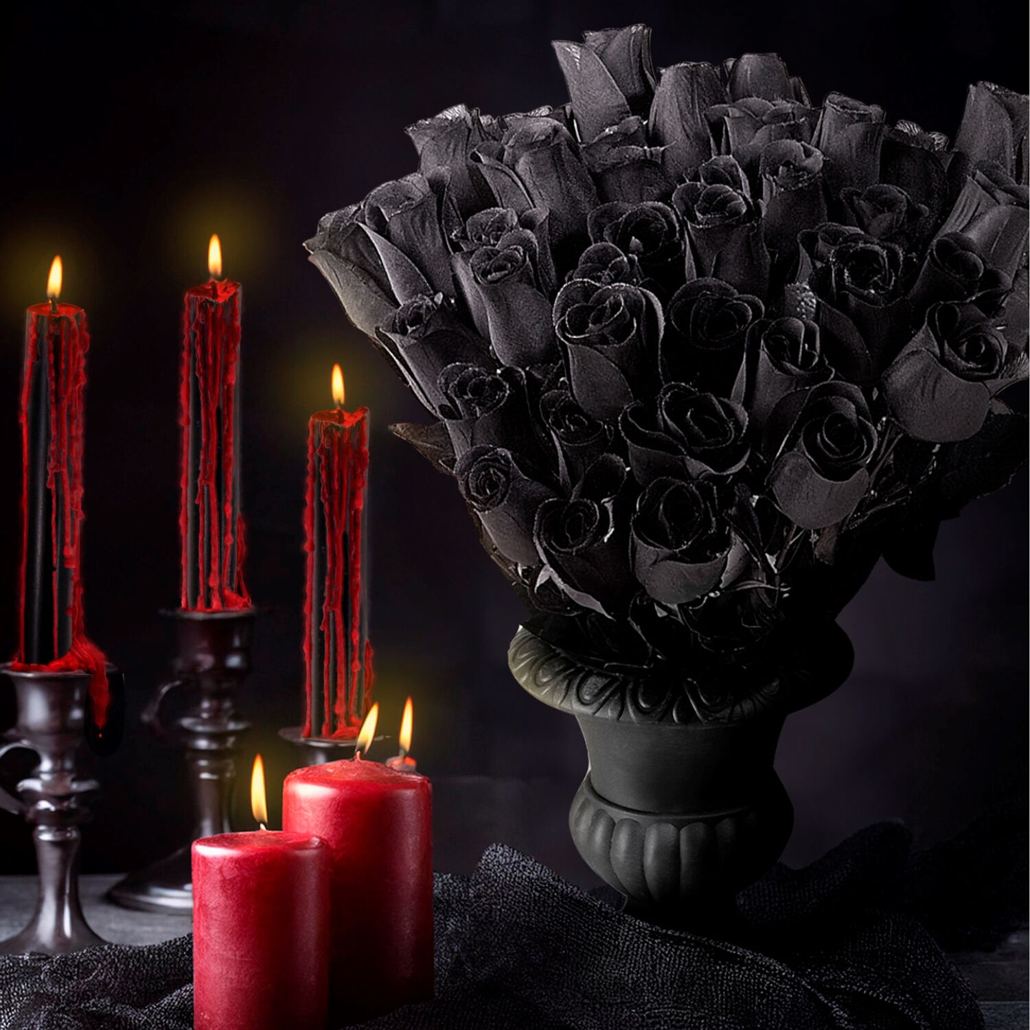 Schwarze Rose, 44 cm Bild 4