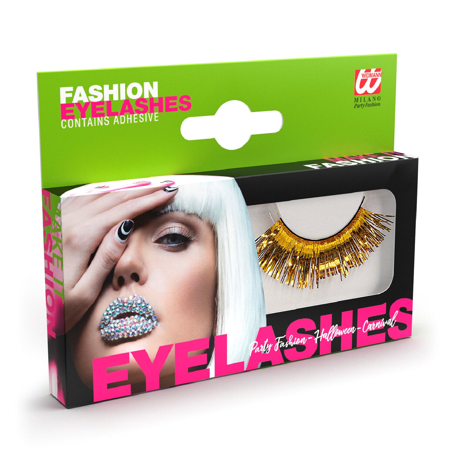 NEU K�nstliche Wimpern, 1 Paar mit Wimpernkleber, Gold Metallic Bild 2