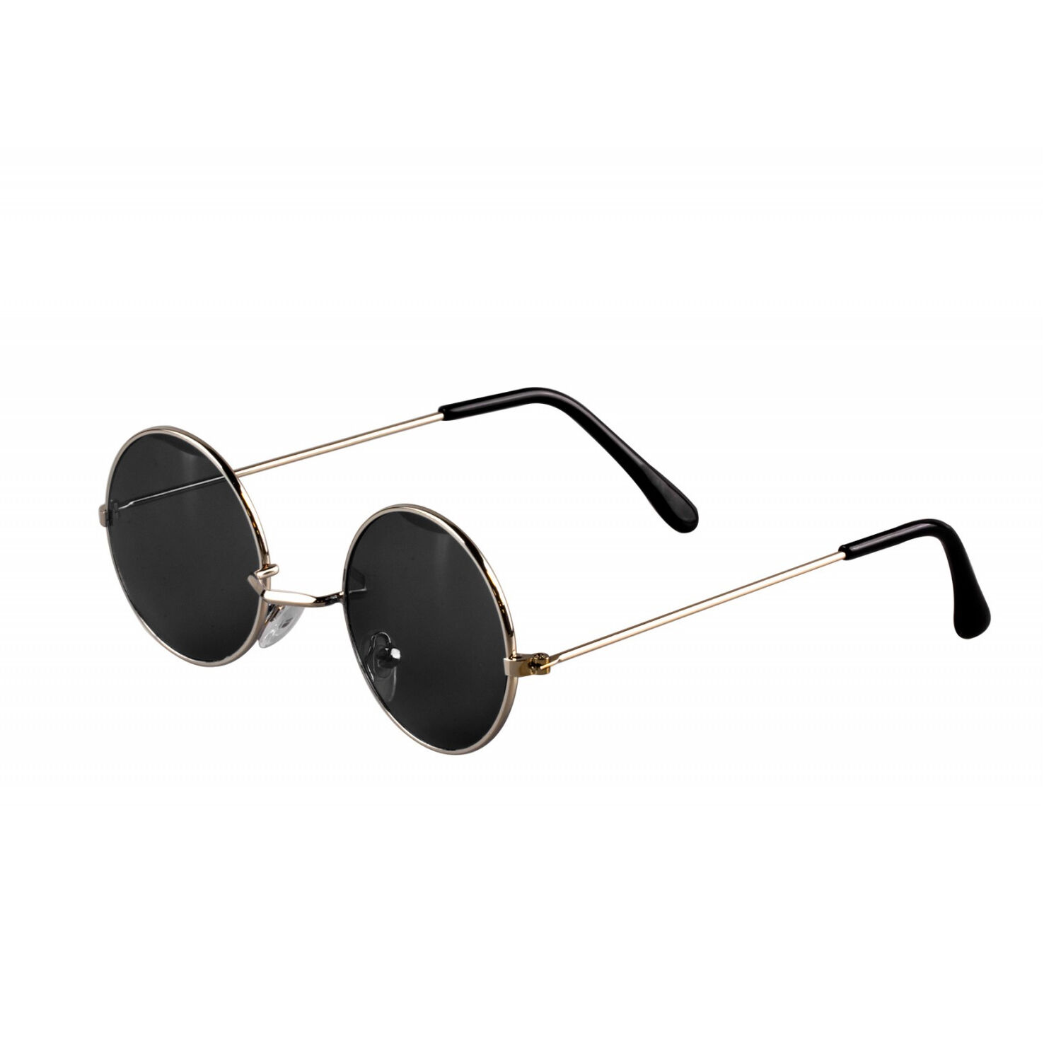 Brille Hippie, runde, schwarze Gläser aus Metall