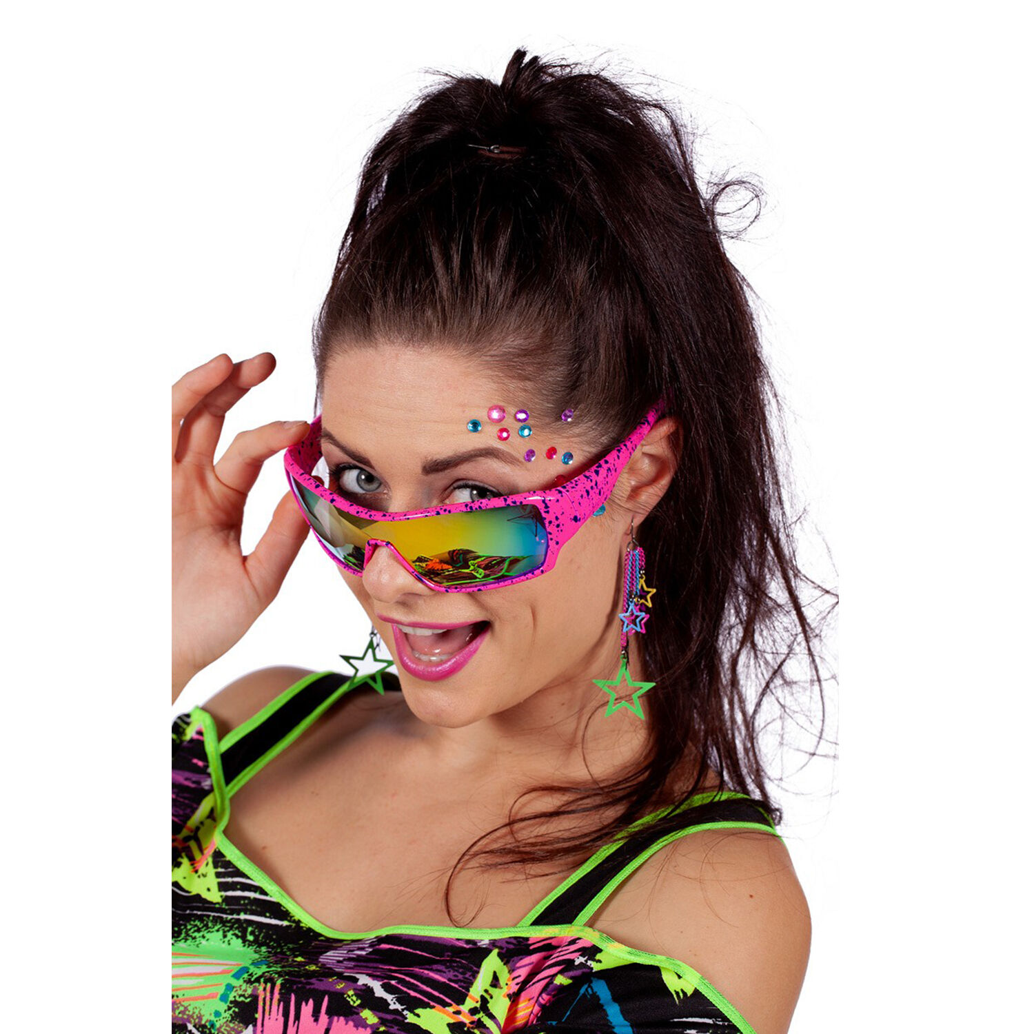 NEU Brille 80er-Jahre, neon-pink mit verspiegelten Glsern Bild 2