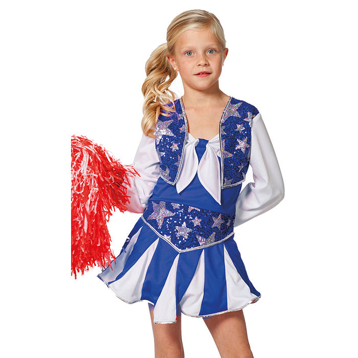 Kinder-Kostüm Cheerleader, blau-weiß, Gr. 116