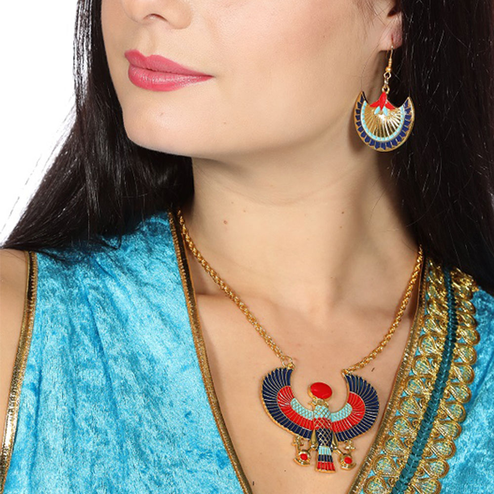 Ohrringe Schmuck Set Tibetan Silber Blau Türkis Ketten Anhänger Halskette