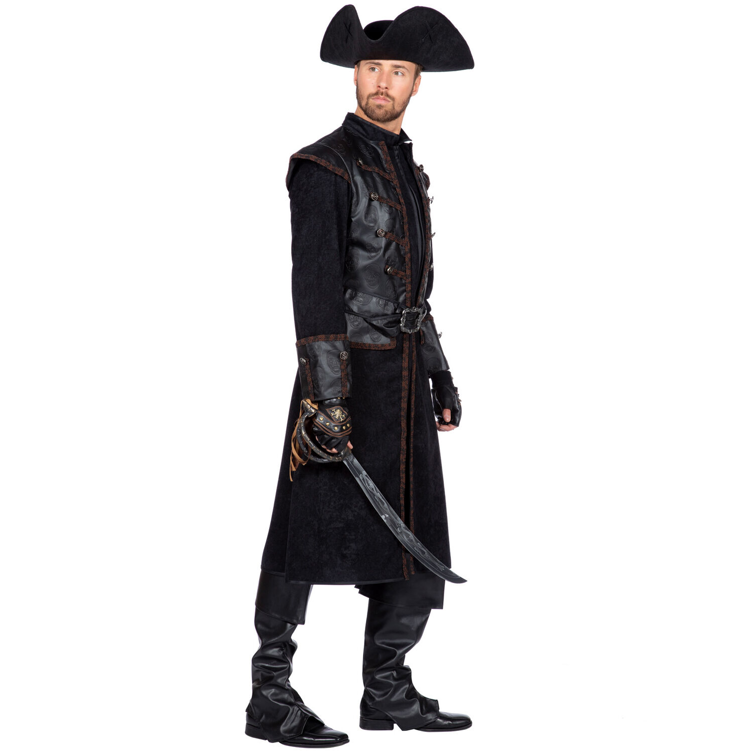 Herren-Kostüm schwarzer Pirat Deluxe, Gr. 48 Bild 2