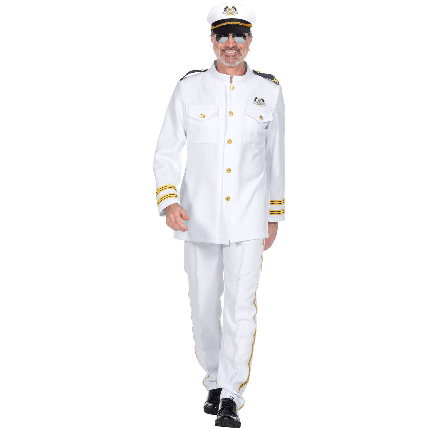 NEU Herren-Kostm Navy-Offizier oder Kapitn, Hose und Oberteil, wei, Gr. S